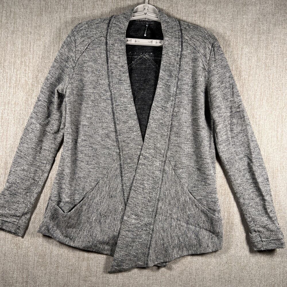 Kuhl Nova Wrap Open Cardigan Womens Medium Ash Gray Wool Blend Pockets Gorp